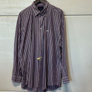 Faconnable Men's Multistripe Long-Sleeve Button-Down Shirt in Purple and Pink